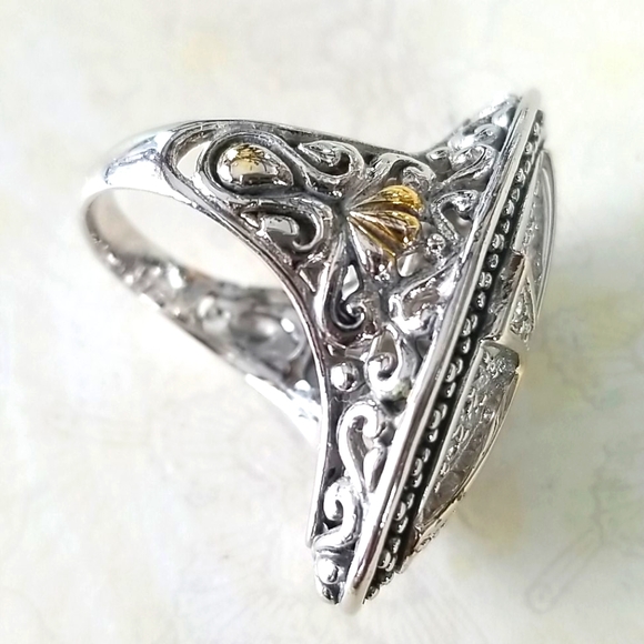 NWT Sterling Silver 925 14k Gold Filled Cubic Zirconia Cross Ring SZ 7.5 - Picture 7 of 15